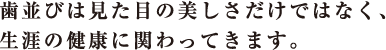 歯並びは見た目の美しさだけではなく、生涯の健康に関わってきます。